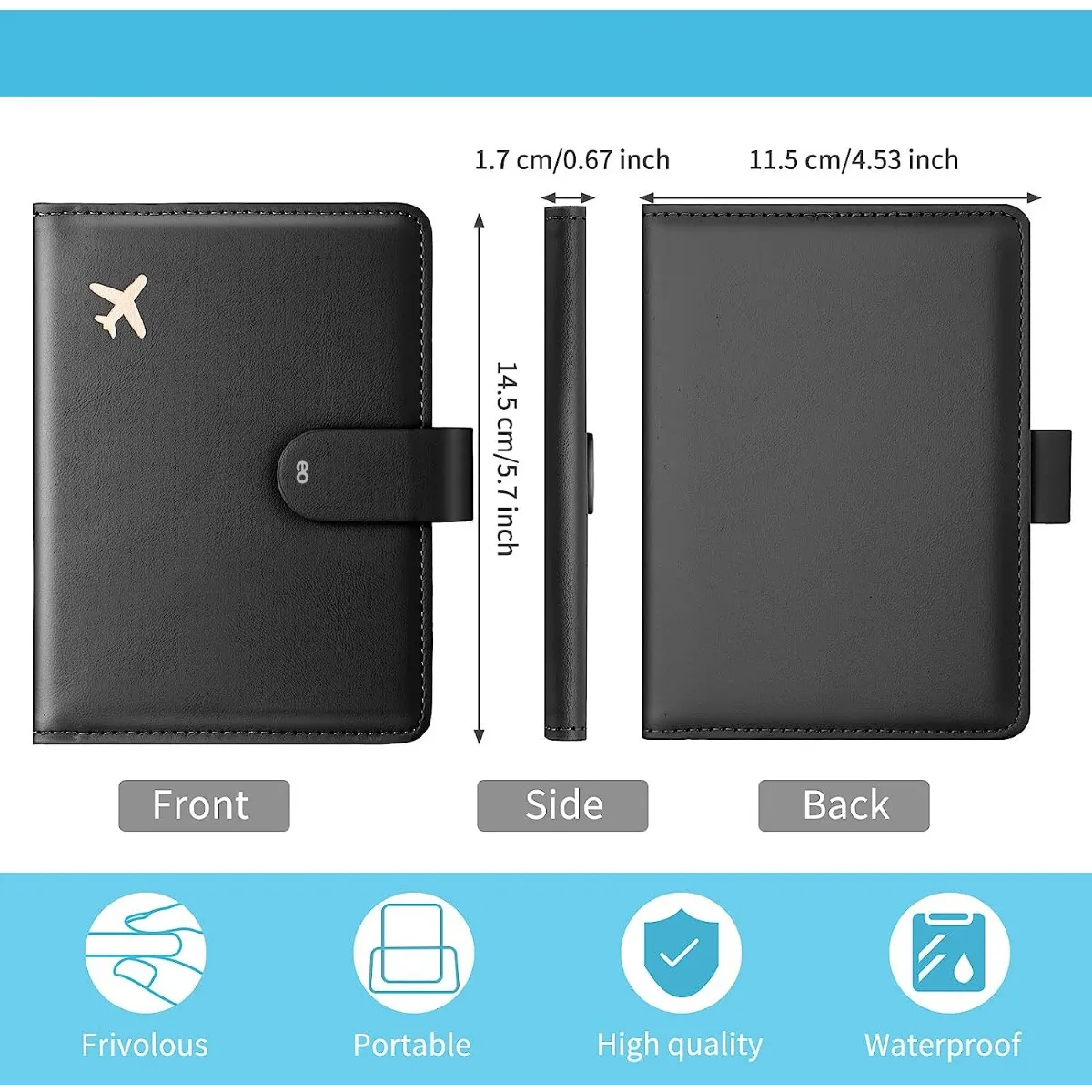 Foto 5 pulgar | Porta Pasaporte , Documentos Funda Protectora Viaje Eo Safe Imports Esi-19722 Negro