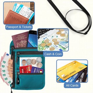 Foto 3 | Portadocumentos Viaje Rfid Cartera De Cuello Impermeable Eo Safe Imports Esi-19723 Azul
