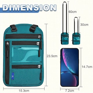 Foto 4 | Portadocumentos Viaje Rfid Cartera De Cuello Impermeable Eo Safe Imports Esi-19723 Azul