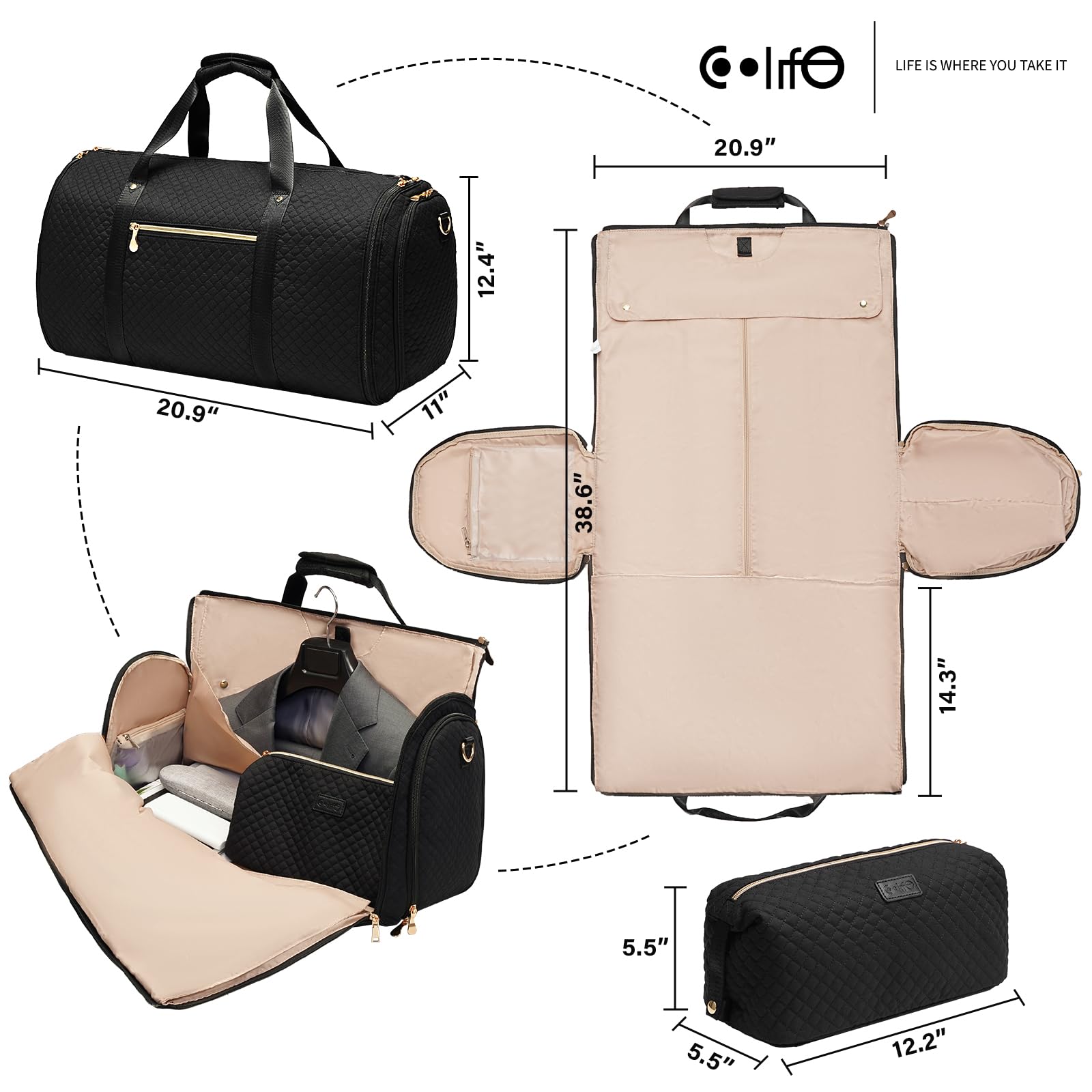 Foto 8 pulgar | Bolsa De Viaje Convertible Coolife Para Ropa Con Funda Para Zapatos - Venta Internacional.
