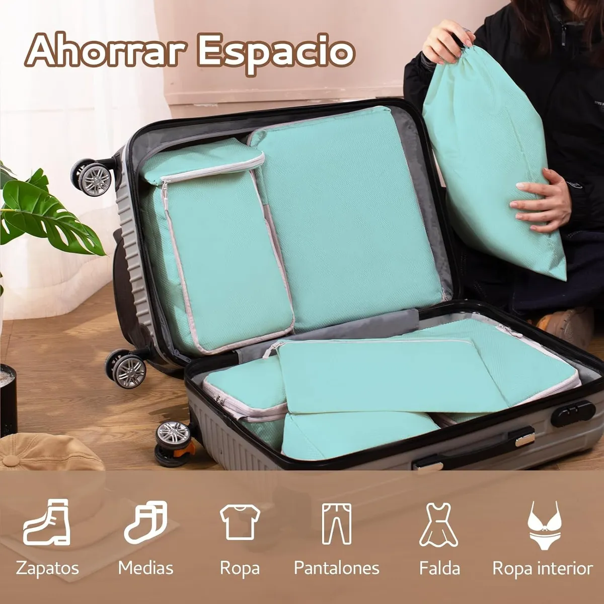 Foto 3 pulgar | 18p Bolsas De Viaje Accesorios De Viaje Bolsas Organizadoras Eo Safe Imports Esi-20041 Verde