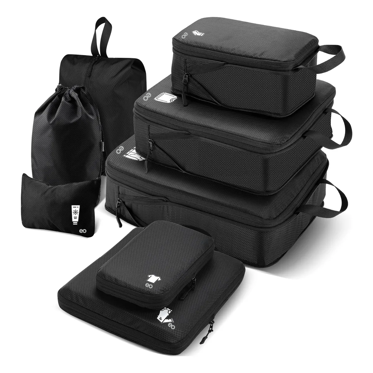 Foto 2 pulgar | 8pcs Bolsas Organizadoras Raga De Maletas Viaje Compresible Eo Safe Imports  Esi-20039 Negro