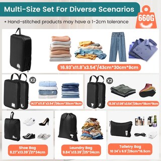Foto 2 | 8pcs Bolsas Organizadoras Raga De Maletas Viaje Compresible Eo Safe Imports Esi-20039 Negro