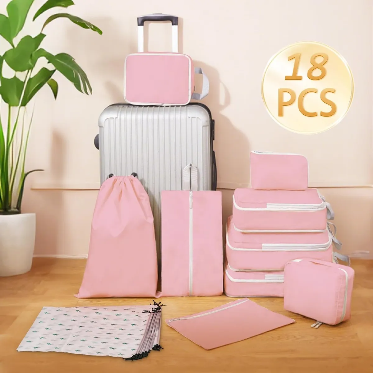 Foto 4 pulgar | 18p Bolsas De Viaje Accesorios De Viaje Bolsas Organizadoras Eo Safe Imports Esi-20042 Rosa