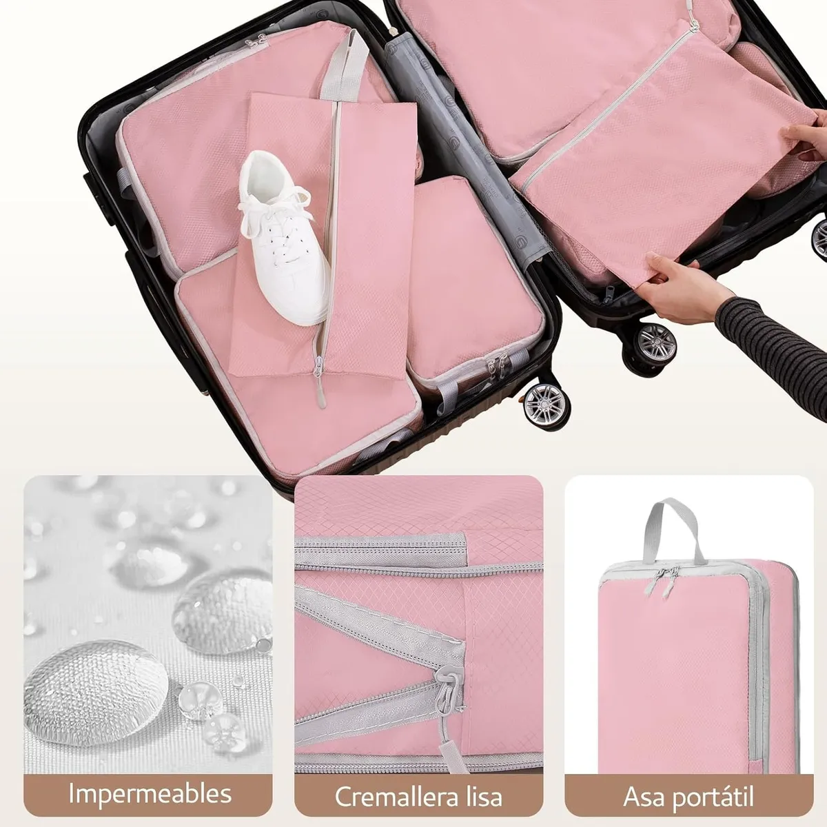 Foto 5 pulgar | 18p Bolsas De Viaje Accesorios De Viaje Bolsas Organizadoras Eo Safe Imports Esi-20042 Rosa