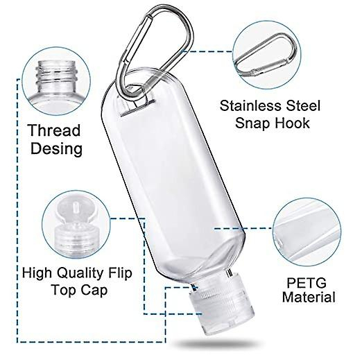 Foto 4 pulgar | Botellas De Plástico Transparente De Viaje Para Llaveros De 50 Ml (10 Piezas) Huoguo - Venta Internacional.