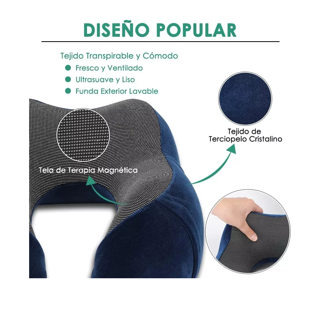 Foto 3 | Almohada de Viaje 100% Espuma Viscoelástica Cuello Eo Safe Imports  Esi-9514 Multicolor