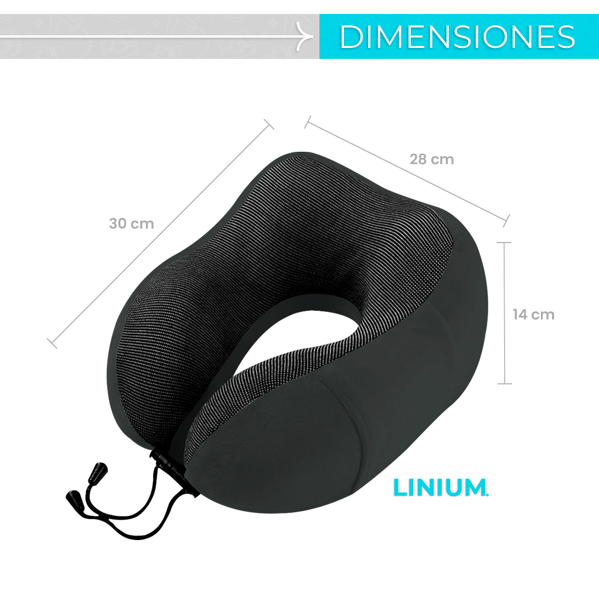 Foto 2 | Almohada Cojín de Cuello para Viaje Gris Linum 100% Memory Foam