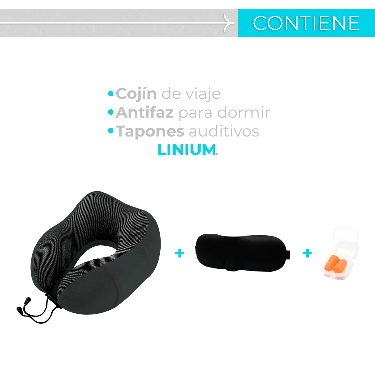 Foto 3 | Almohada Cojín de Cuello para Viaje Gris Linum 100% Memory Foam