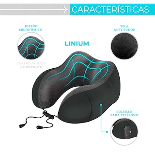 Foto 5 | Almohada Cojín de Cuello para Viaje Gris Linum 100% Memory Foam