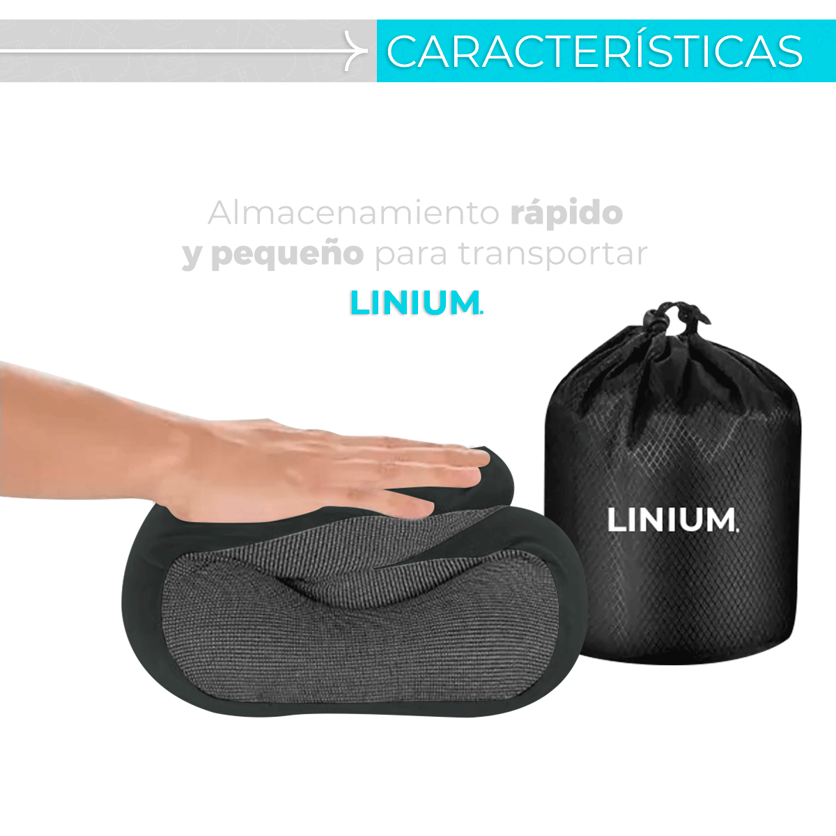 Foto 7 pulgar | Almohada Cojín de Cuello para Viaje Gris Linum 100% Memory Foam