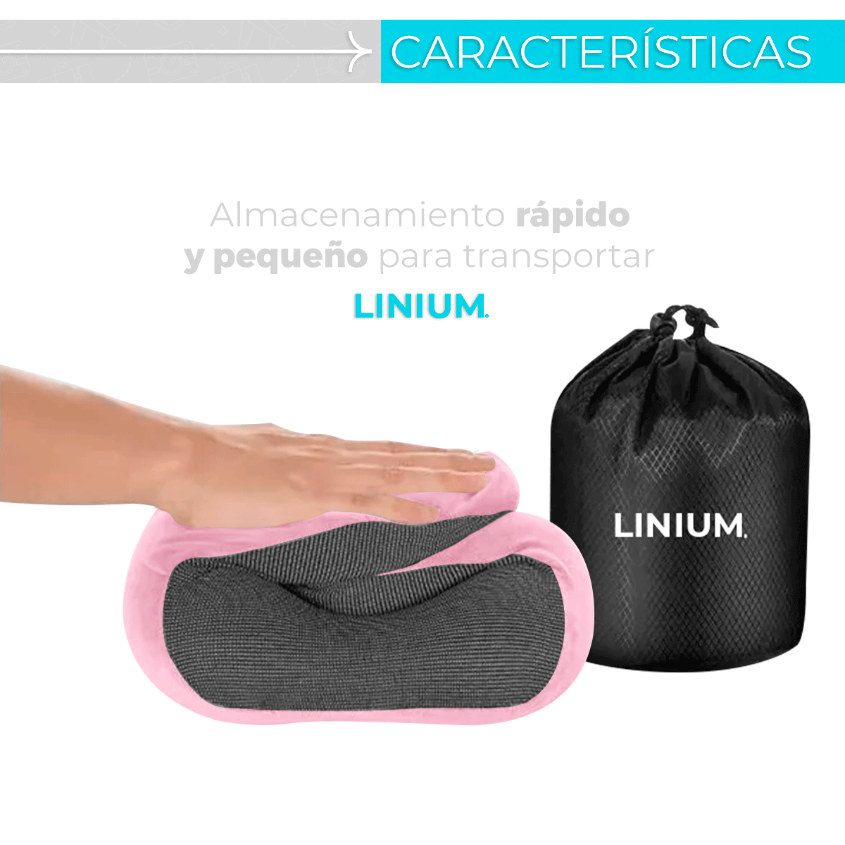 Foto 7 pulgar | Almohada para Viaje Linum KITVIAJERO 100% Memory Foam Rosa + Accesorios