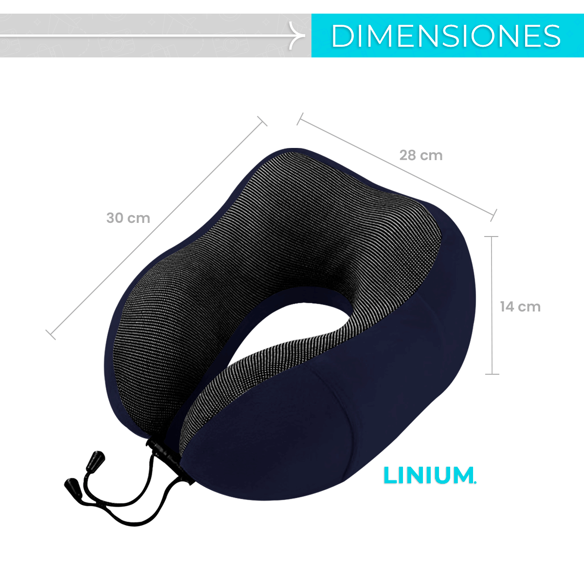 Foto 2 | Almohada para Viaje Linum KITVIAJEAZ 100% Memory Foam Azul + Accesorios