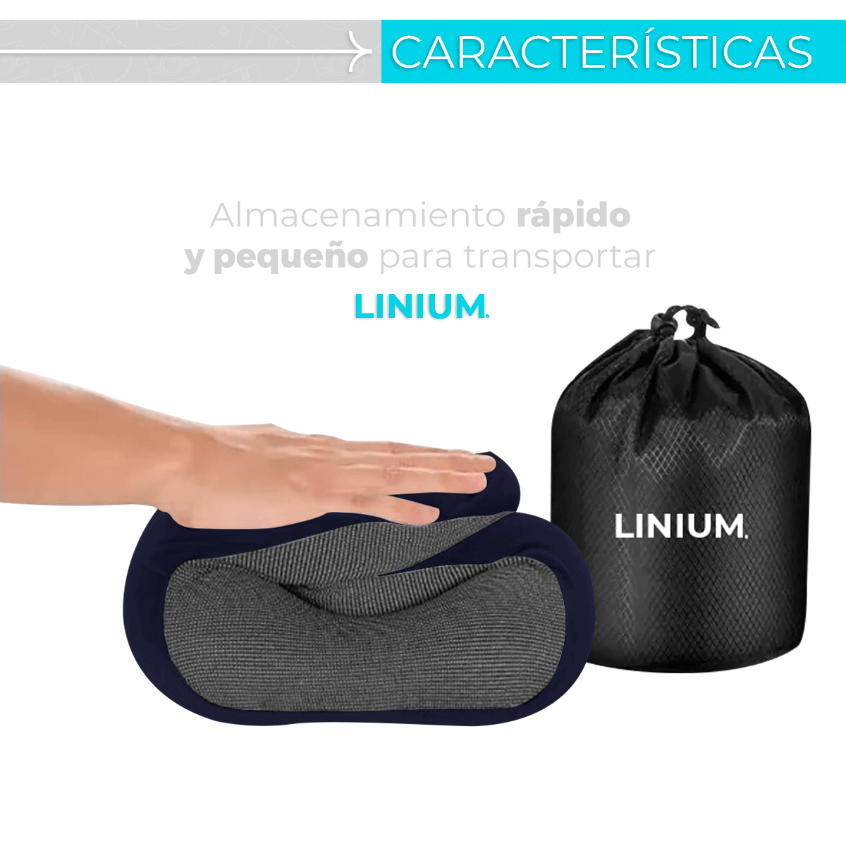 Foto 7 pulgar | Almohada para Viaje Linum KITVIAJEAZ 100% Memory Foam Azul + Accesorios