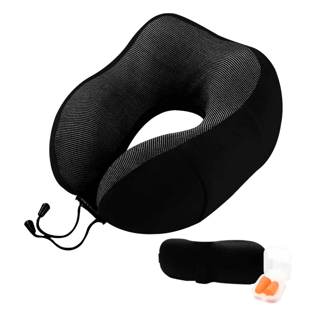 Almohada para Viaje Linum KITVIAJENE 100% Memory Foam Negro + Accesorios