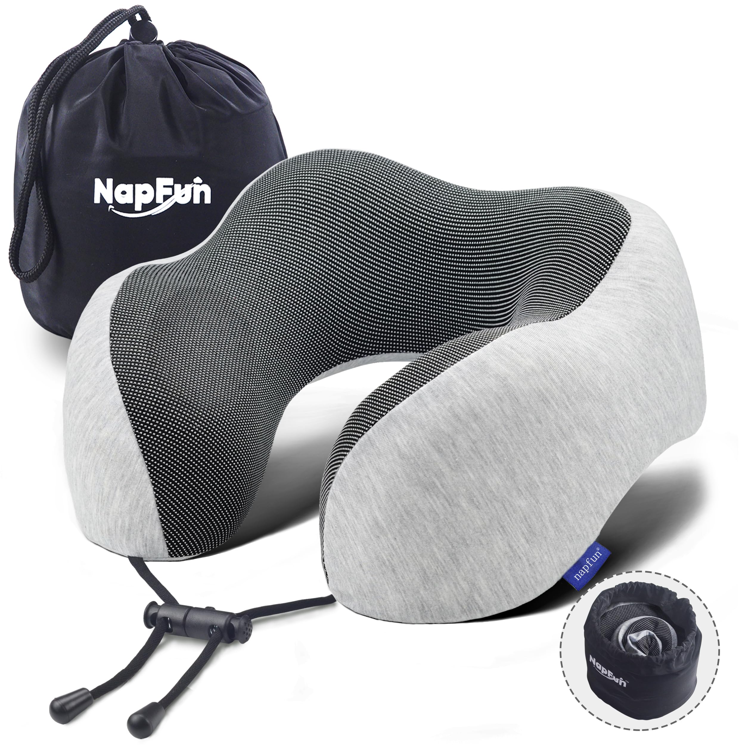 Almohada Para Cuello Napfun, Mejorada, 100% Espuma Viscoelástica Pura, Para Viajes - Venta Internacional. $492