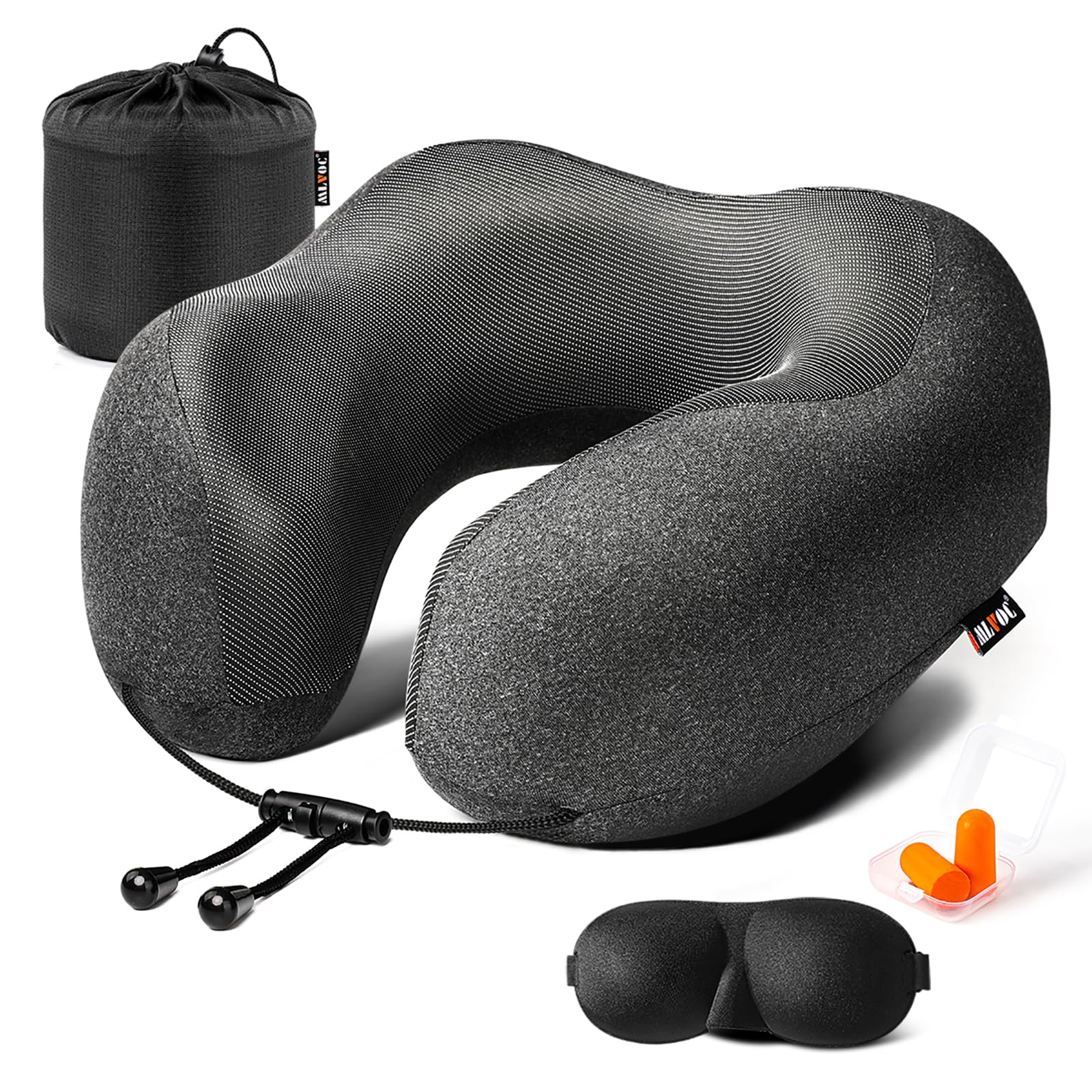 Almohada De Viaje Mlvoc De Espuma Viscoelástica 100% Pura Con Accesorios - Venta Internacional.