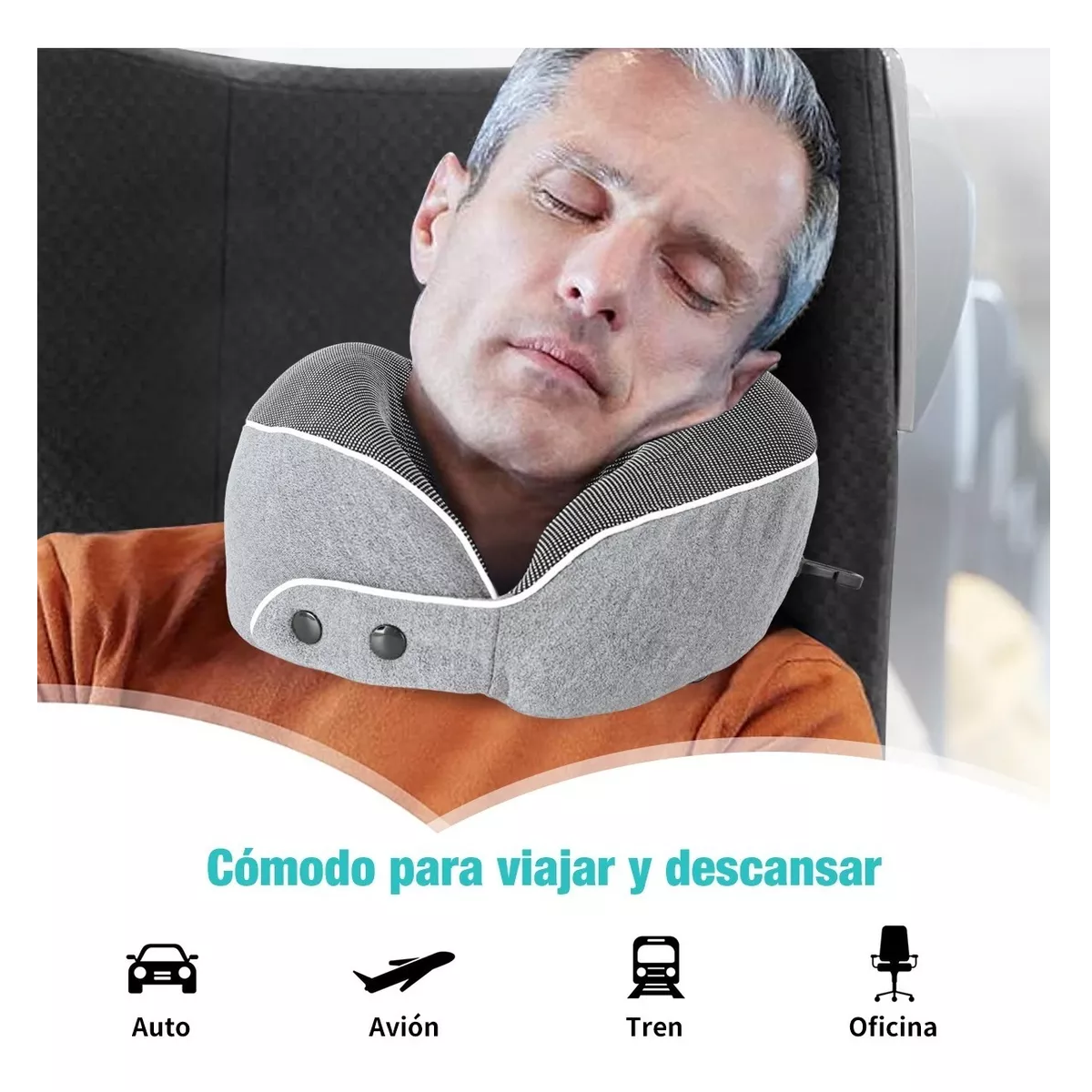 Foto 3 pulgar | Almohada de Viaje Lab.G Gris Espuma Viscoelástica