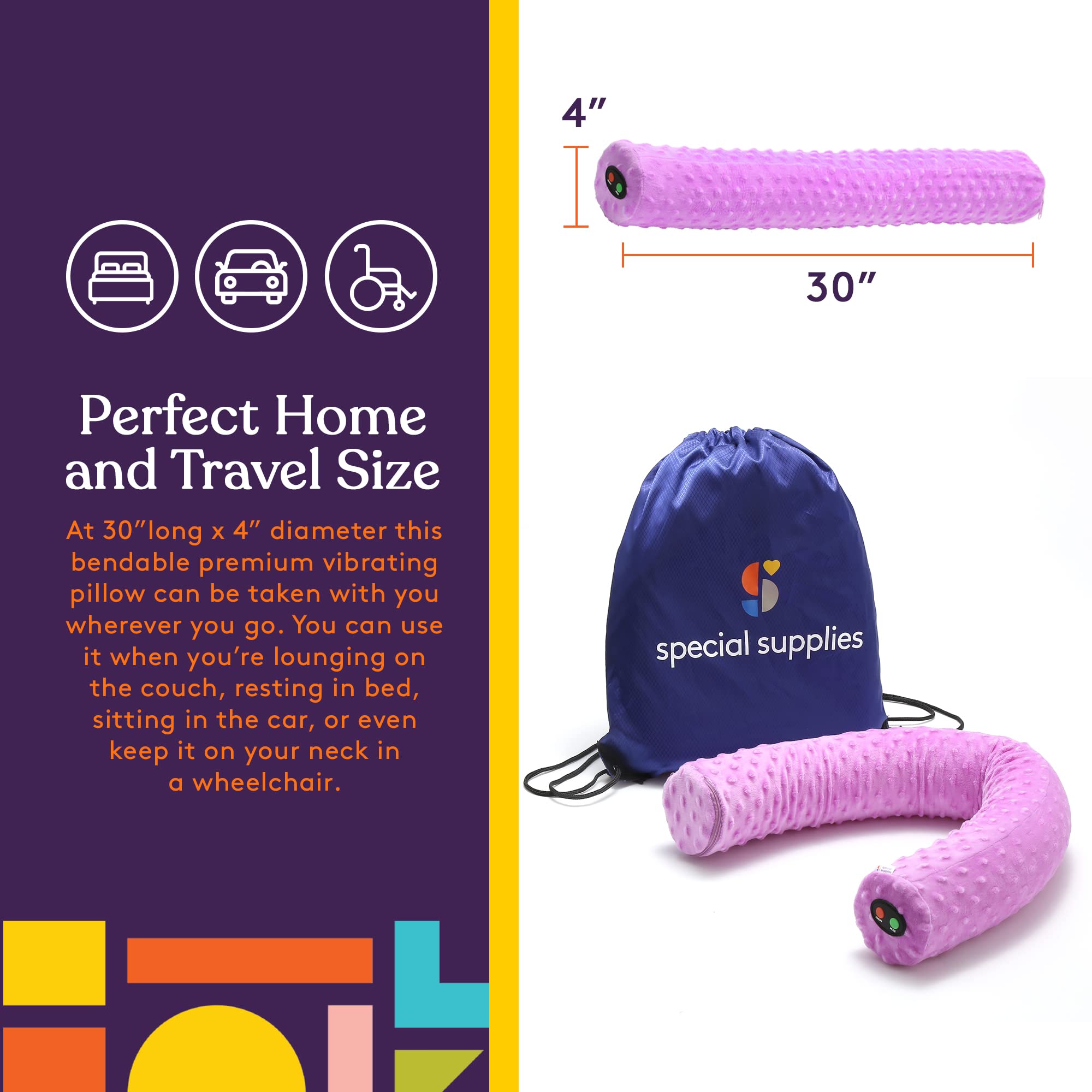 Foto 6 | Almohada Cervical Con Vibración Sensorial, Suministros Especiales, Color Morado - Venta Internacional.
