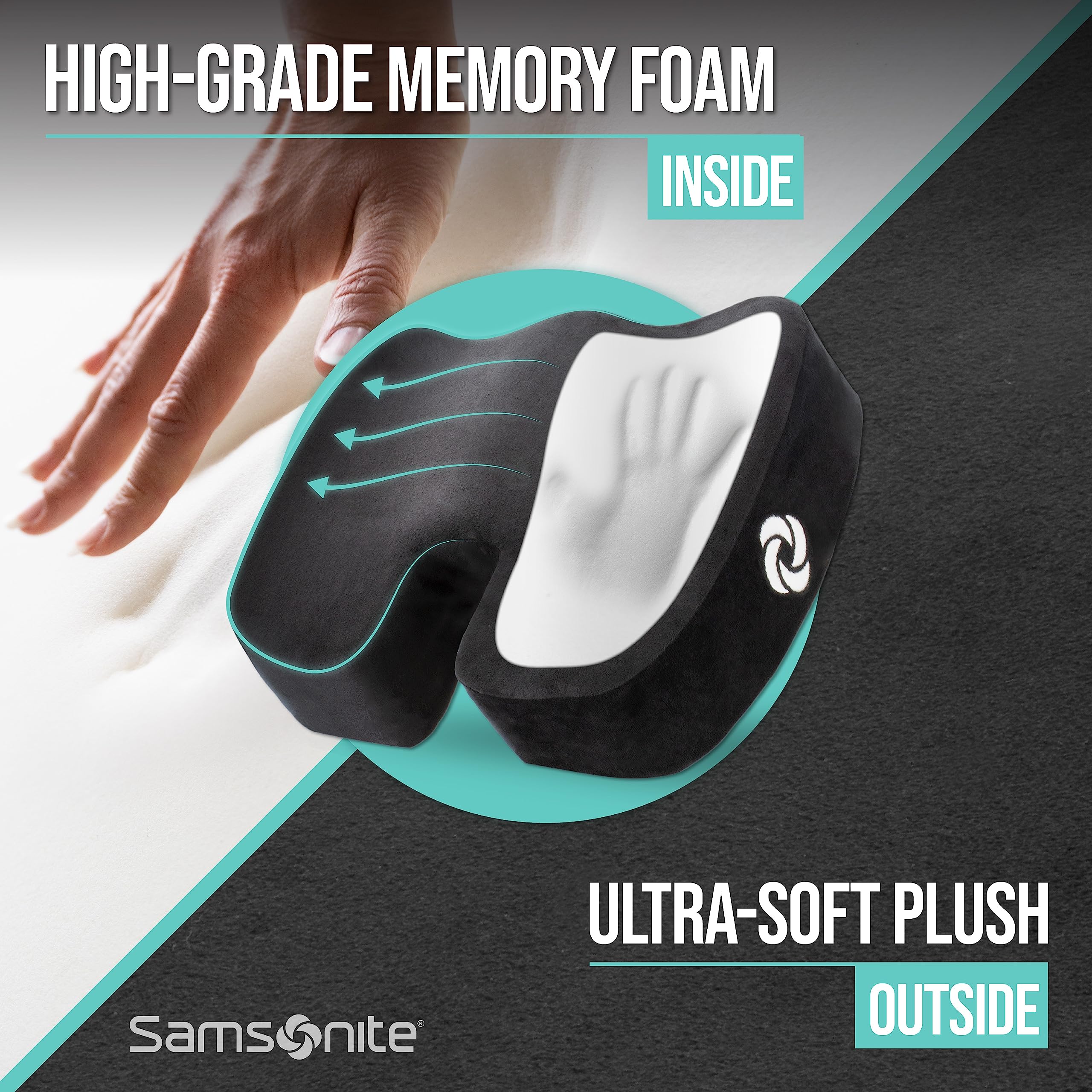 Foto 2 | Cojín Ortopédico Samsonite Memory Foam Negro - Venta Internacional.