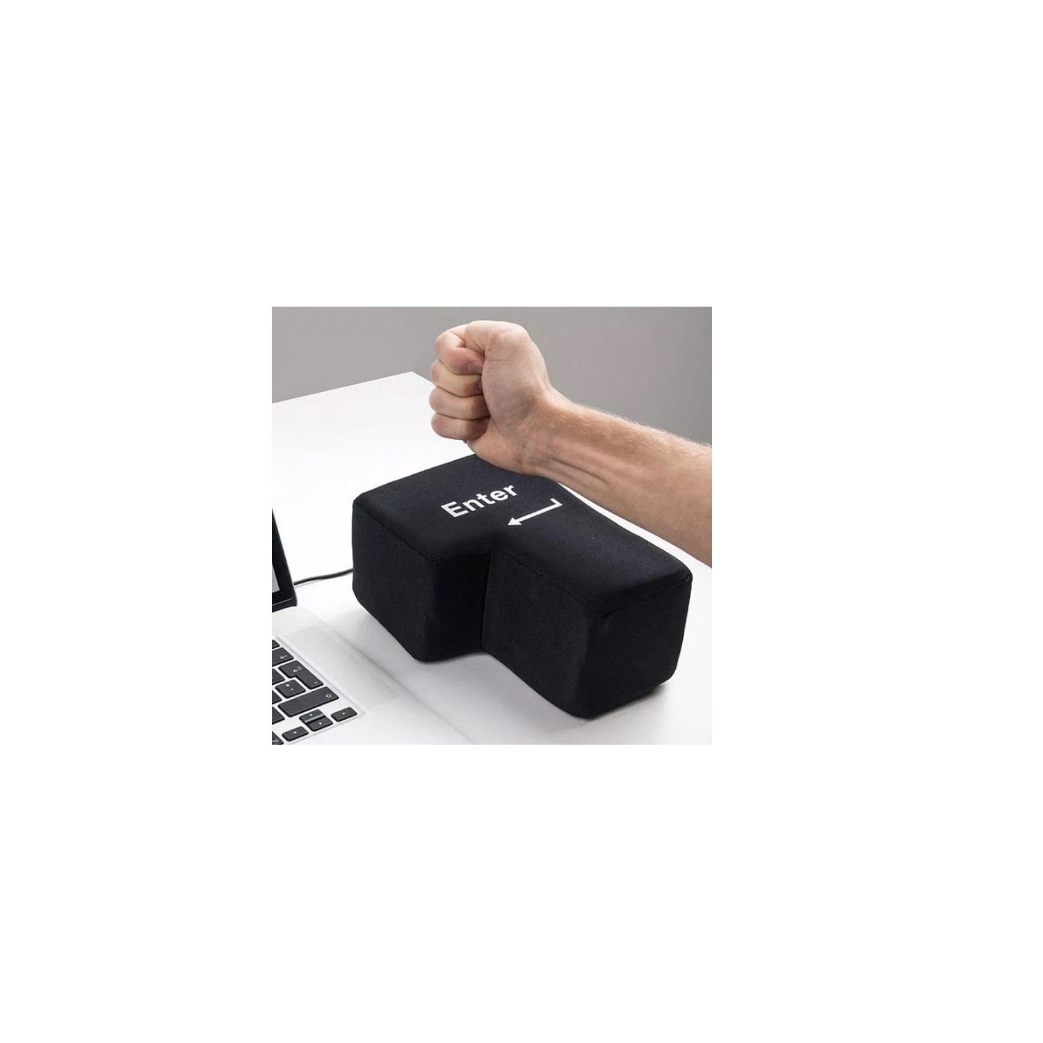 Foto 1 | Almohada Antiestrés Con Botón Enter Negra - Venta Internacional.