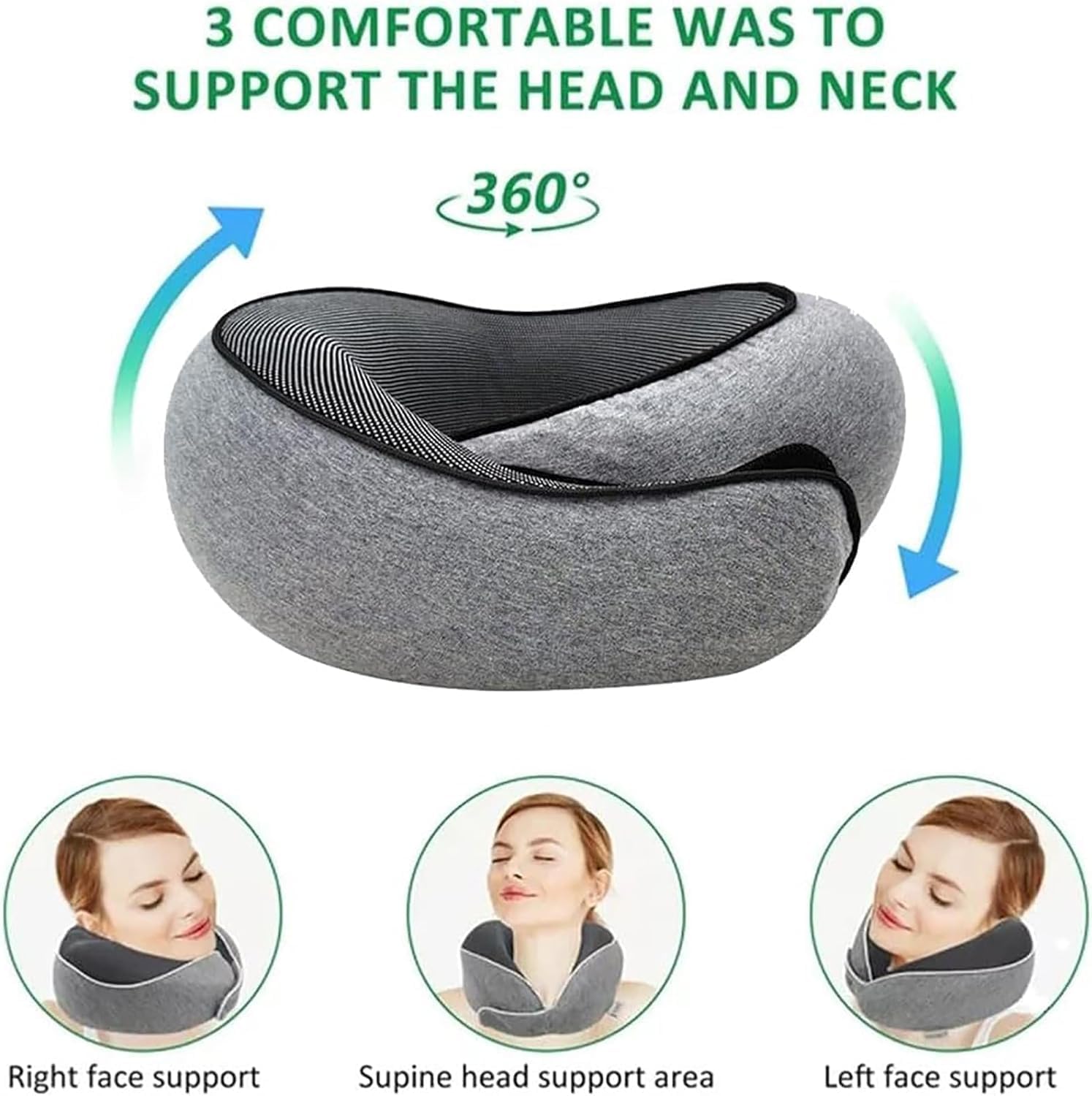 Foto 2 | Almohada de Viaje Wander Plus de Espuma Viscoelástica Gris Oscuro - Venta Internacional