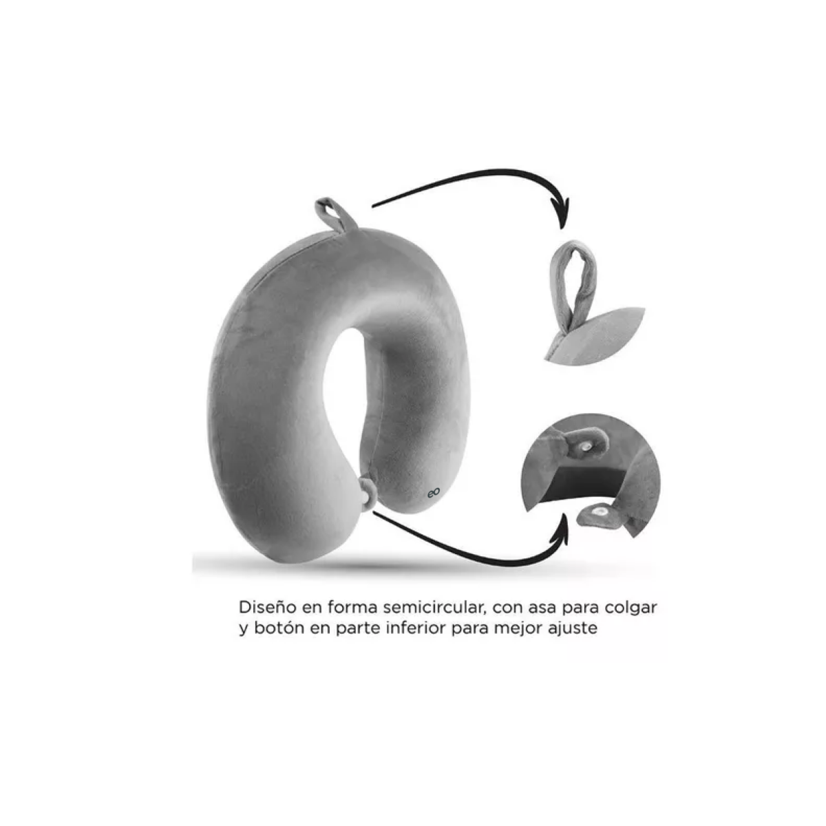 Foto 4 pulgar | Almohada de Cuello Eo Safe Imports Espuma Viscoelástica Negro