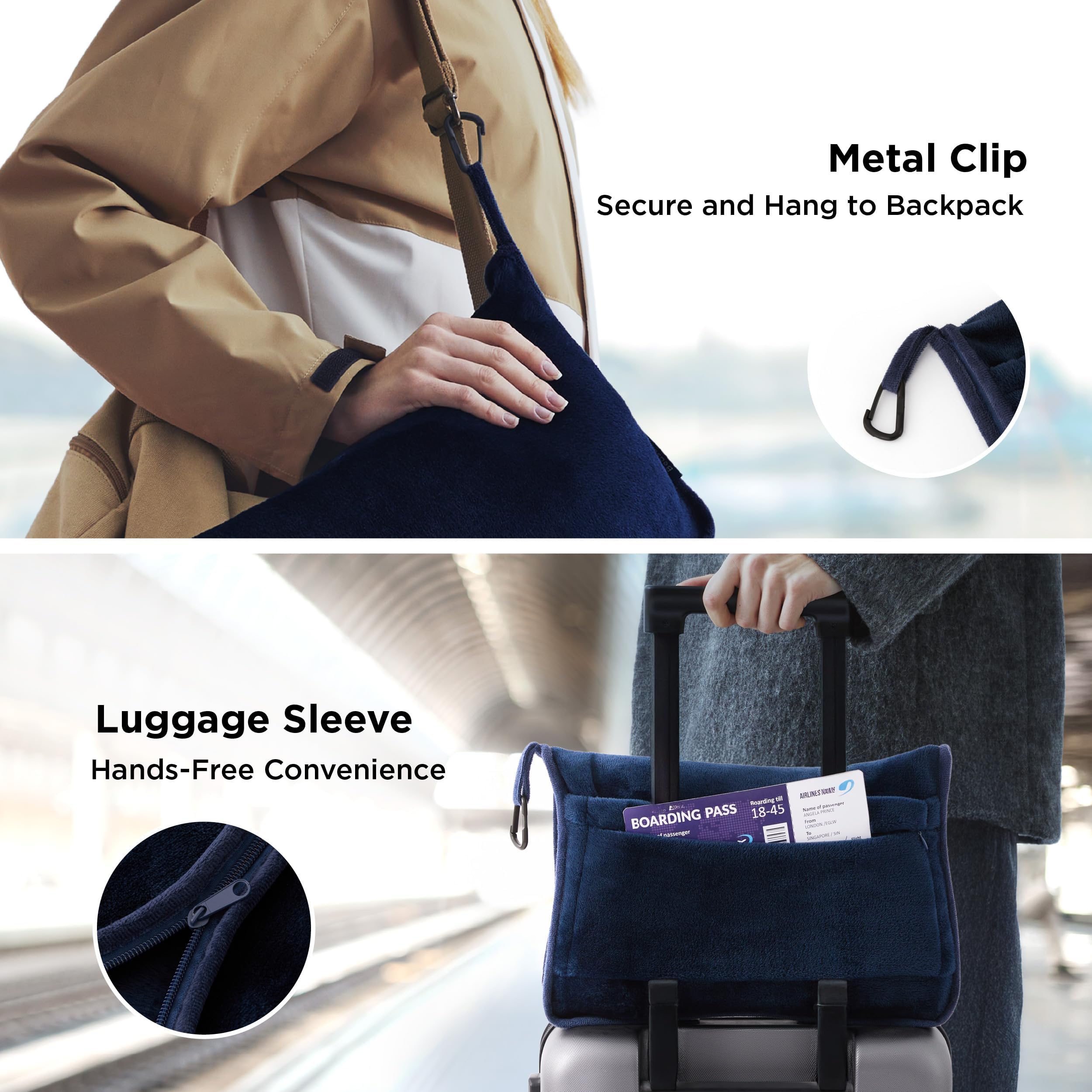Foto 4 pulgar | Manta de Viaje Bedsure Azul con Bolsa de Almacenamiento - Venta Internacional