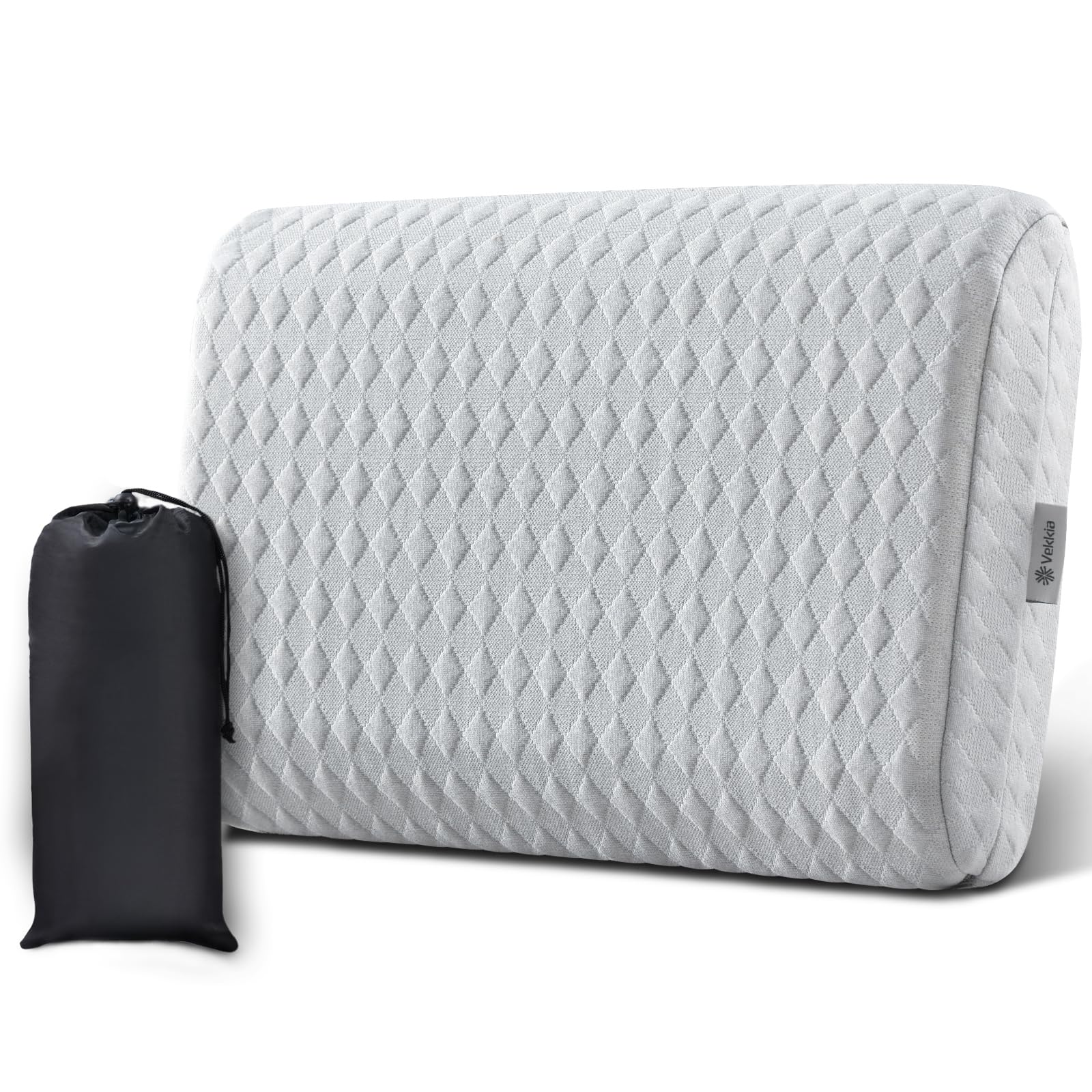 Foto 1 | Almohada De Viaje Vekkia De Espuma Viscoelástica Portátil Para Acampar, Gris - Venta Internacional.