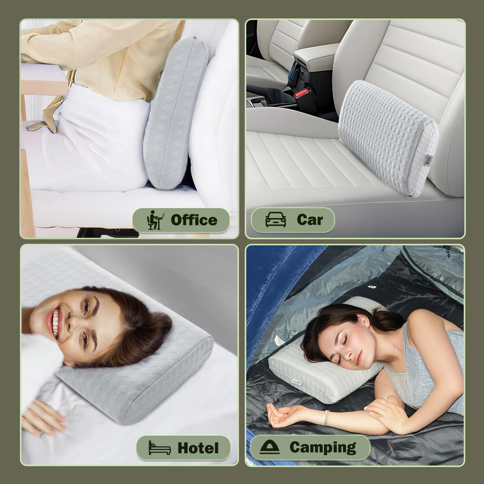 Foto 7 | Almohada De Viaje Vekkia De Espuma Viscoelástica Portátil Para Acampar, Gris - Venta Internacional.