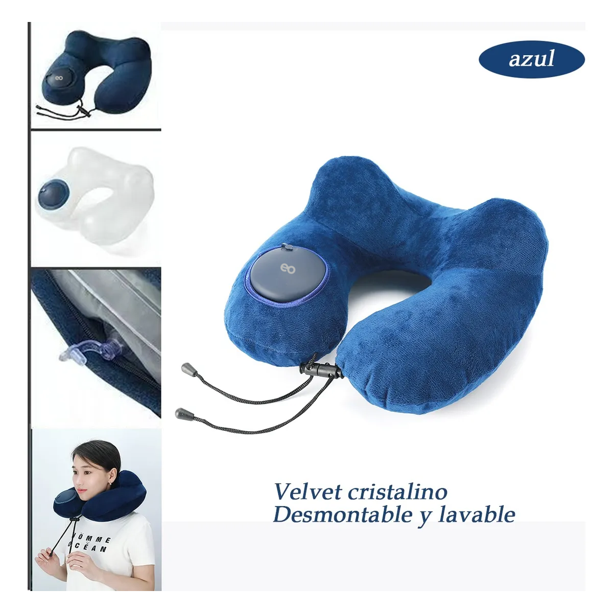 Foto 3 pulgar | Almohada de Viaje Eo Safe Imports Esi-19729 Azul