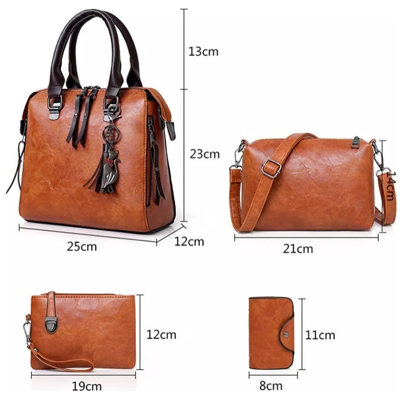 Foto 3 pulgar | Set de 4 Bolsas Zelany Colgante Gato Borla Versátil para Mujer