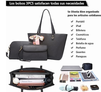 Foto 3 | Set de Bolsa Funbu color Negro 3 Piezas