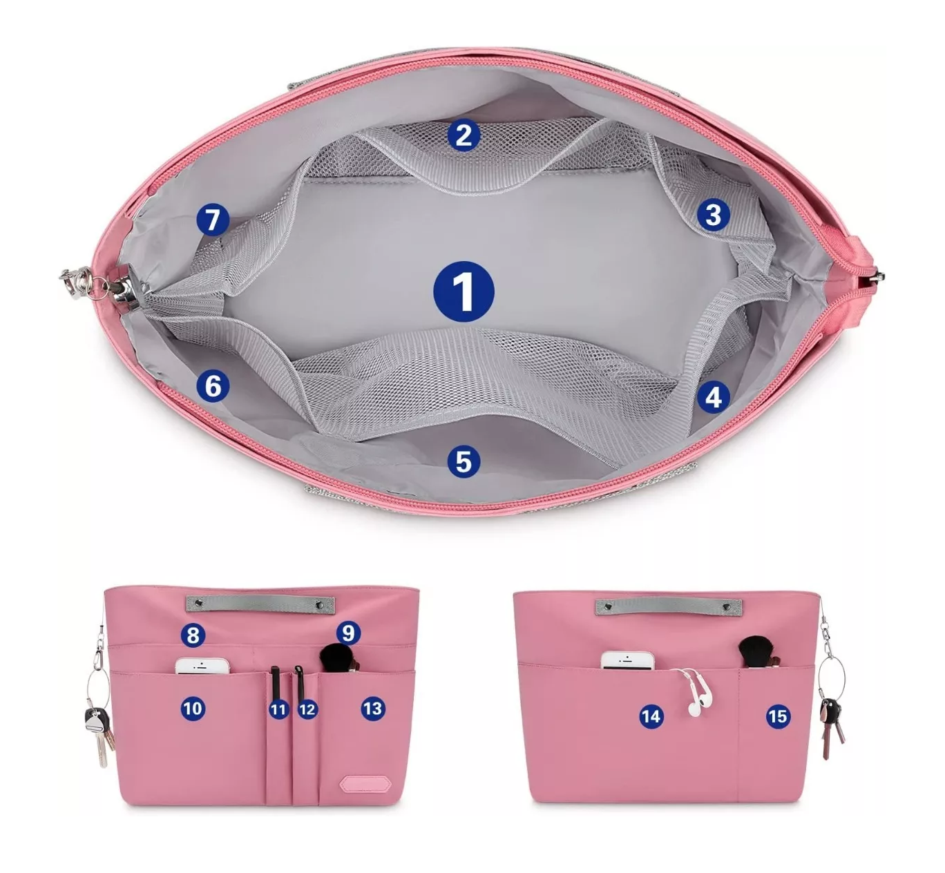Foto 4 pulgar | Organizador de Bolsos para Mujer Rosa