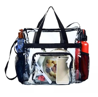 Foto 4 | Bolsa Tote Transparente Aprobada Viaje Trabajo Deportivos Transparente/negro