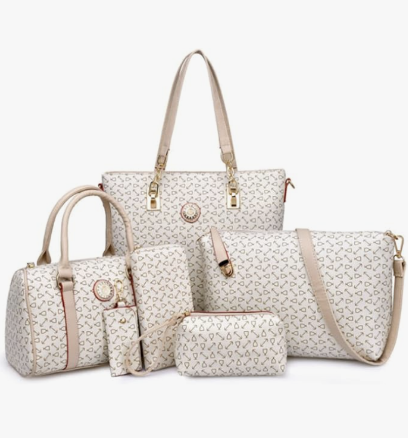 Pack 6 Bolsas Beige Tote Bag Moda Mujer