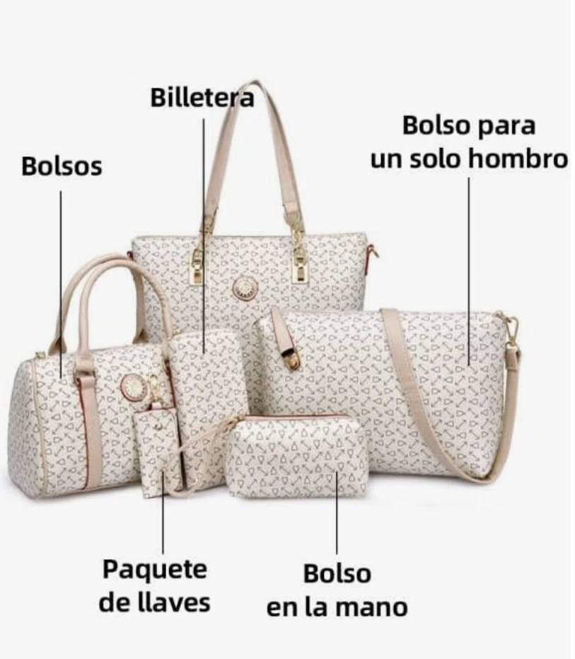 Foto 3 pulgar | Pack 6 Bolsas Beige Tote Bag Moda Mujer