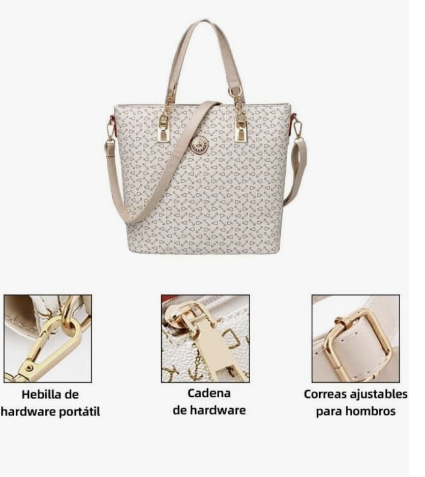 Foto 4 pulgar | Pack 6 Bolsas Beige Tote Bag Moda Mujer