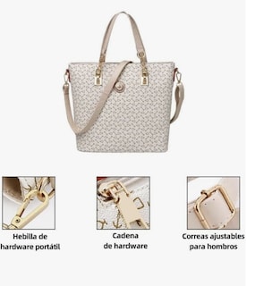 Foto 3 | Pack 6 Bolsas Beige Tote Bag Moda Mujer