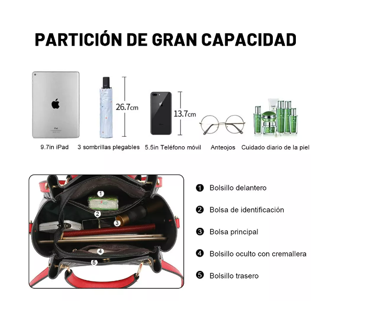 Foto 4 pulgar | Bolsa Negra Mochila Dama Bolsa De Mano Gran Capacidad