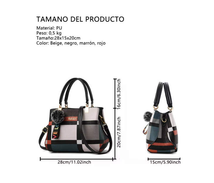Foto 2 | Ninzi  Bolso Bandolera De Moda De Gran Capacidad