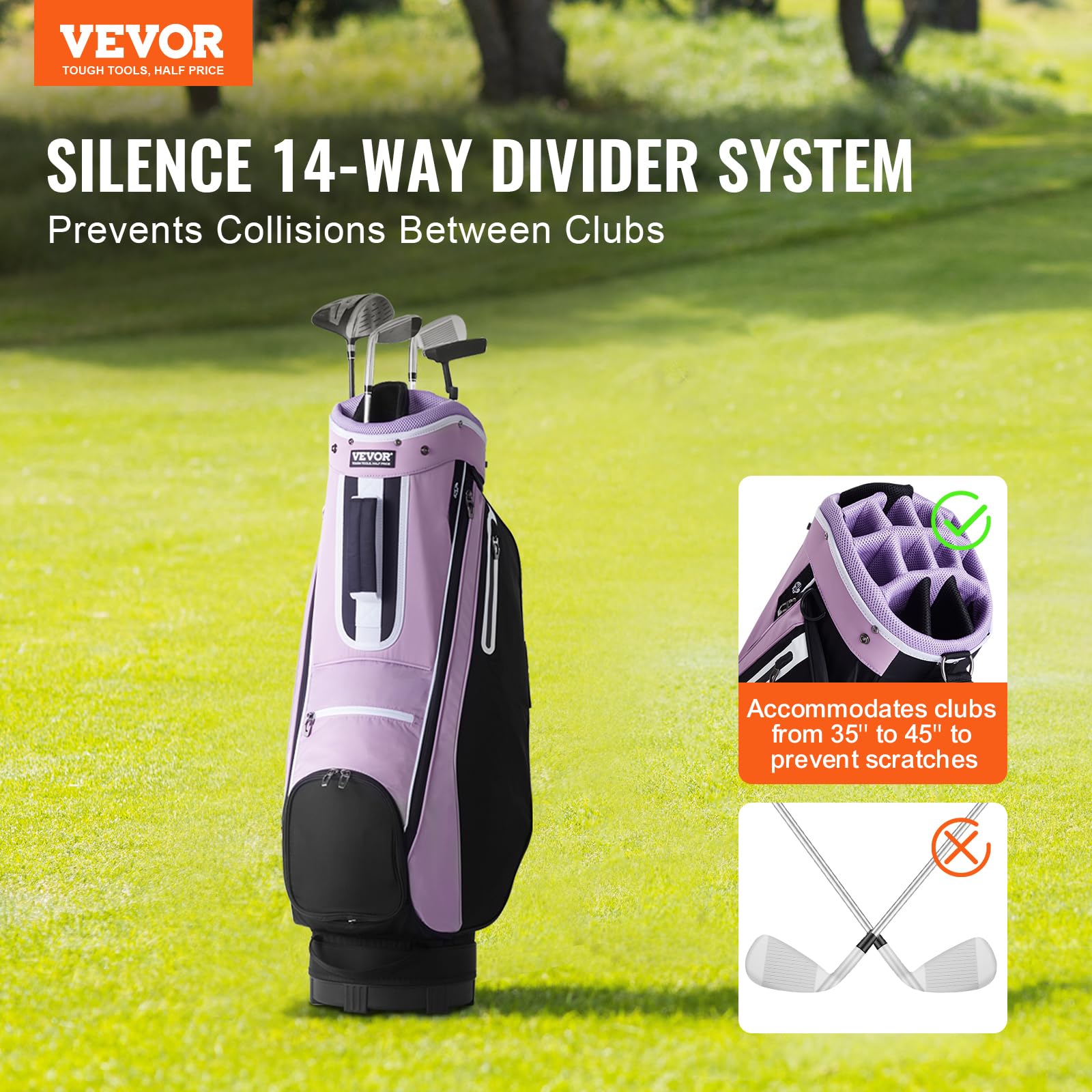 Foto 2 | Bolsa Para Carrito De Golf Vevor Con Organizador De 14 Posiciones En La Parte Superior, Negro Y Morado - Venta Inte