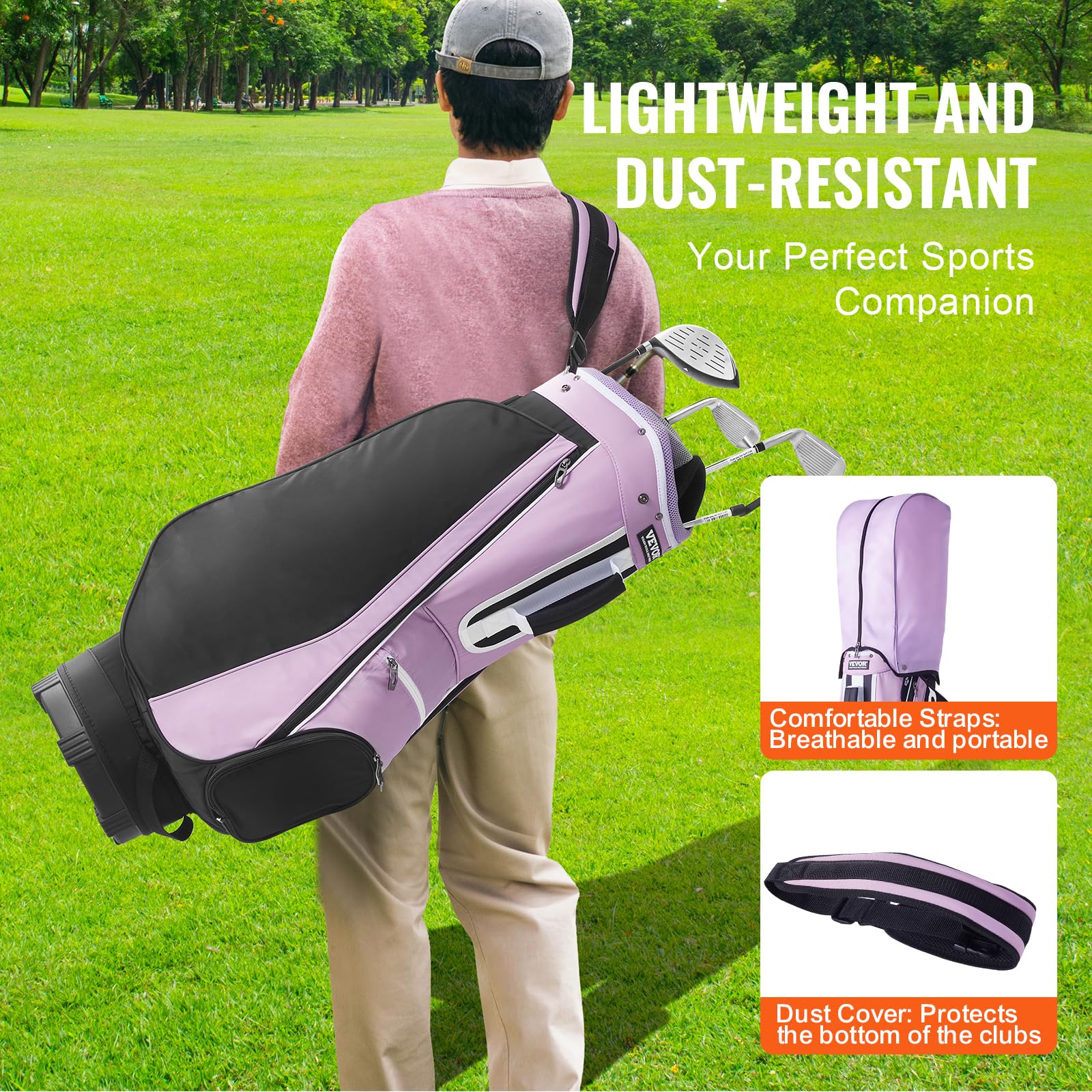 Foto 5 | Bolsa Para Carrito De Golf Vevor Con Organizador De 14 Posiciones En La Parte Superior, Negro Y Morado - Venta Inte
