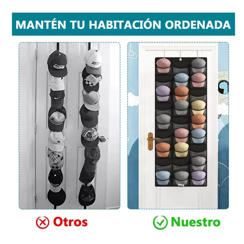 Foto 4 pulgar | Organizador De Bolsas De Gorras De Béisbol Con 27 Bolsillos Belug,  Negro