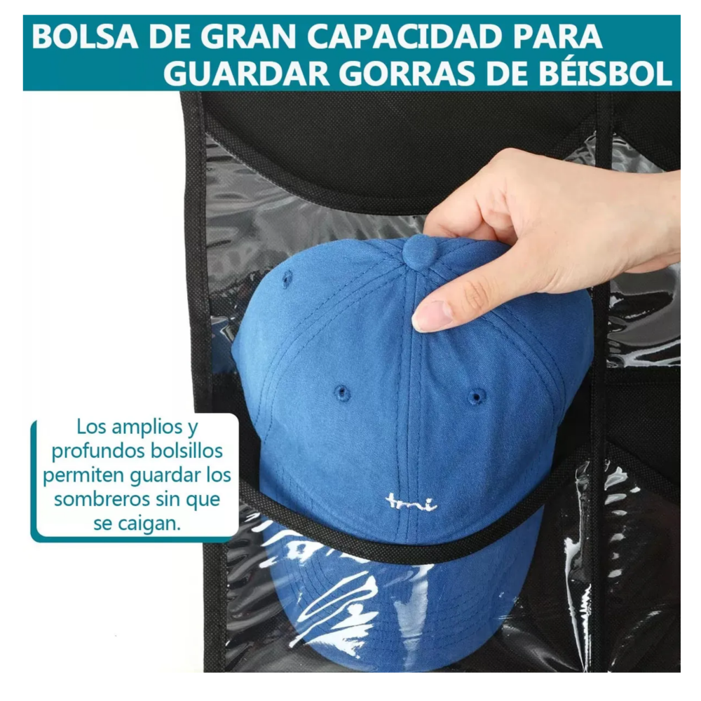 Foto 5 | Organizador De Bolsas De Gorras De Béisbol Con 27 Bolsillos Belug,  Negro