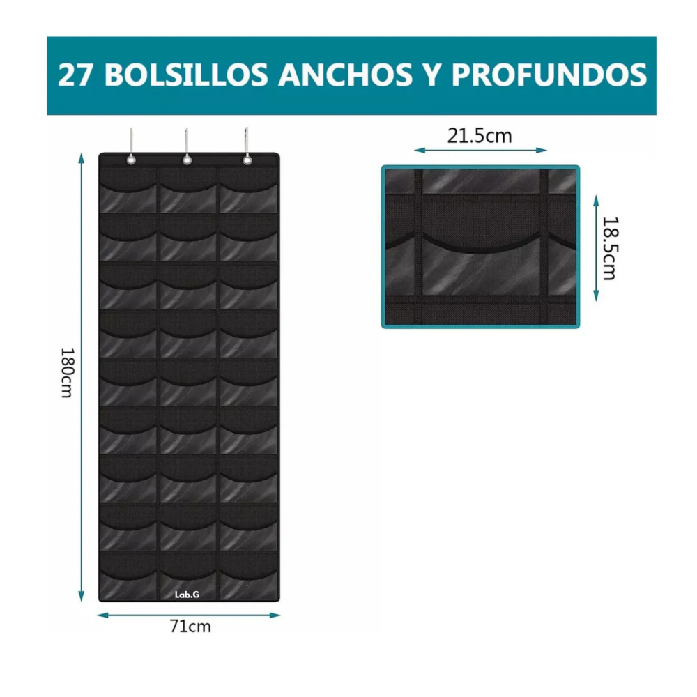 Foto 3 pulgar | Organizador De Bolsas De Gorras De Béisbol Con 27 Bolsillos Negro