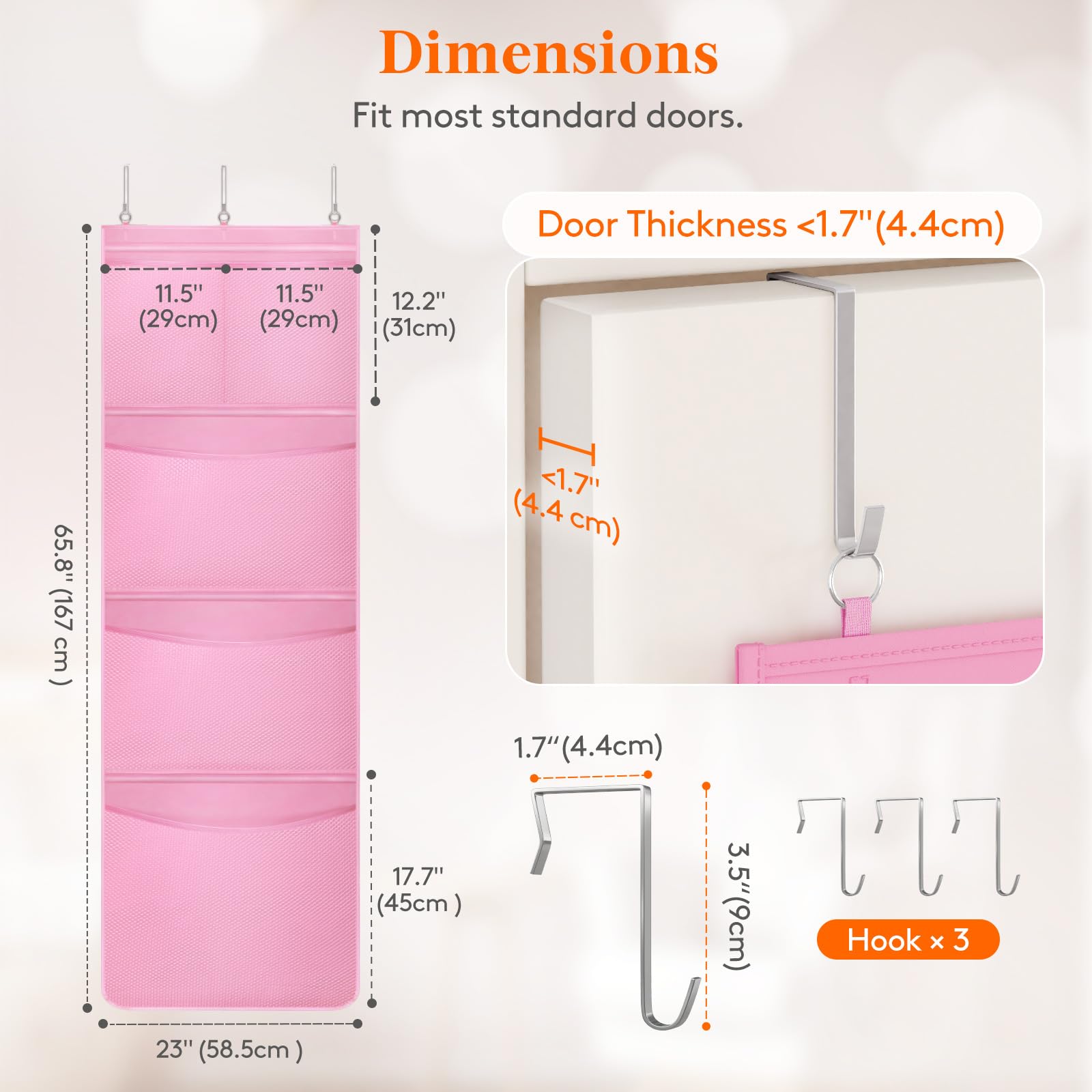 Foto 4 pulgar | Lifewit Over The Door Para Animales De Peluche, 1 Paquete, Color Rosa - Venta Internacional.