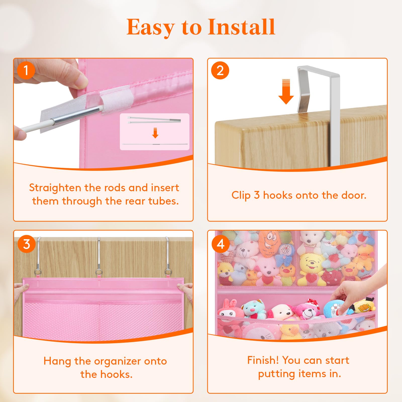 Foto 6 | Lifewit Over The Door Para Animales De Peluche, 1 Paquete, Color Rosa - Venta Internacional.