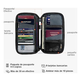 Foto 3 | Cartera Porta Funda Pasaporte Documentos Eo Safe Imports Esi-20025 Negro