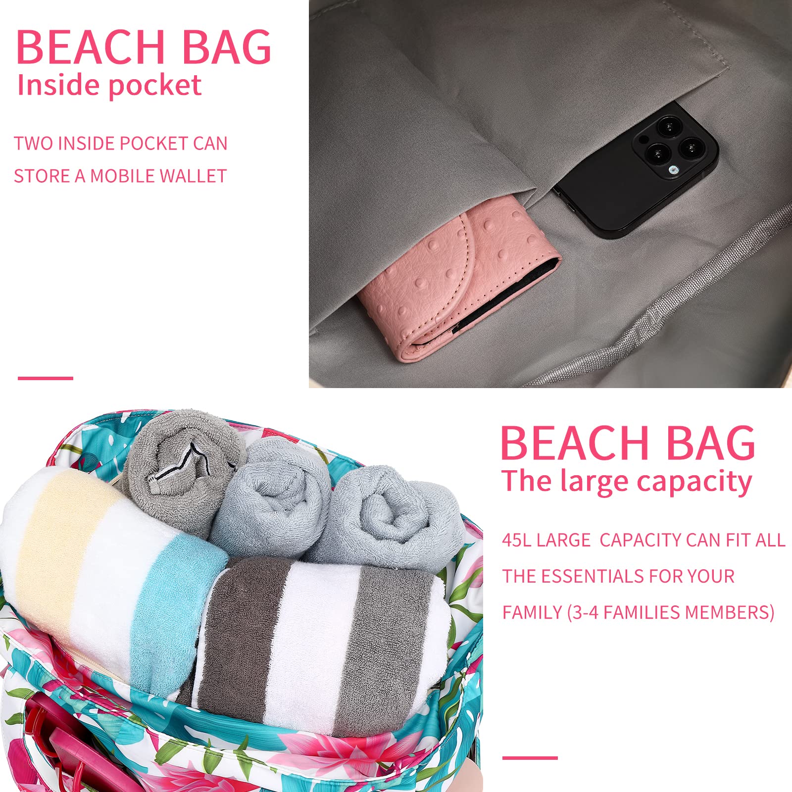 Foto 4 pulgar | Bolsa De Playa Ledaou Impermeable Y Resistente A La Arena Para Mujer Lotus - Venta Internacional.